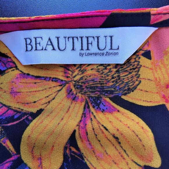 Beautiful by Lawrence Zarian 2X Top Paradise Tropical Multicolor Tiered Floral - Picture 12 of 15